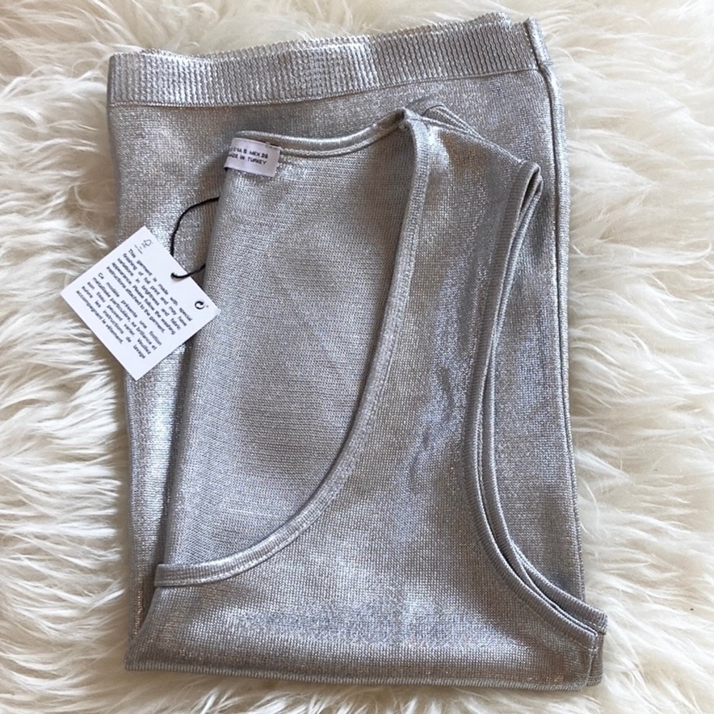 Zara Sheer Silver Foil Tank - Picture 8 of 10